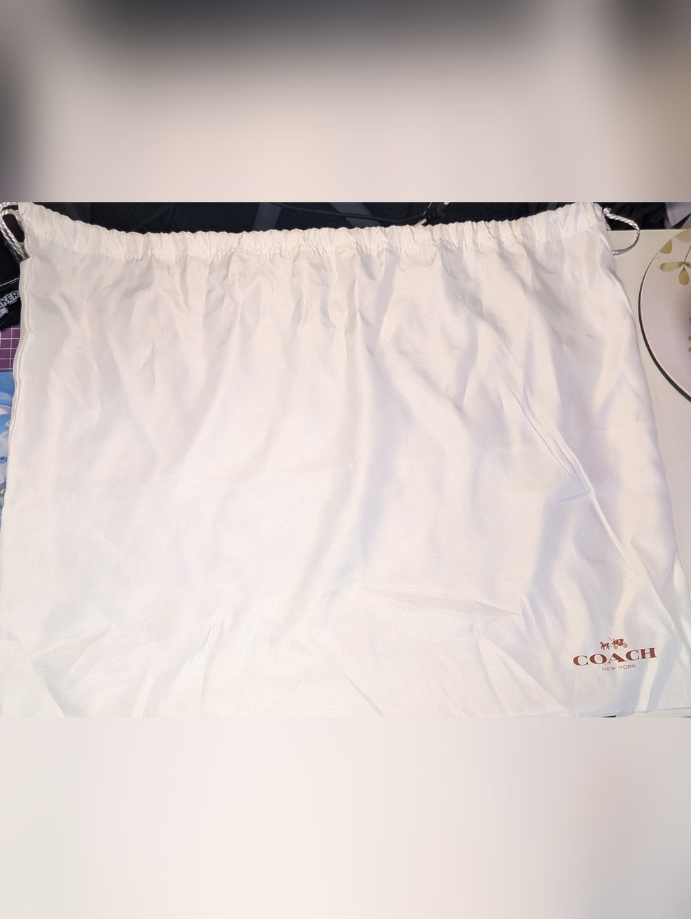 COACH White Dust Bag with Brown Coach Logo